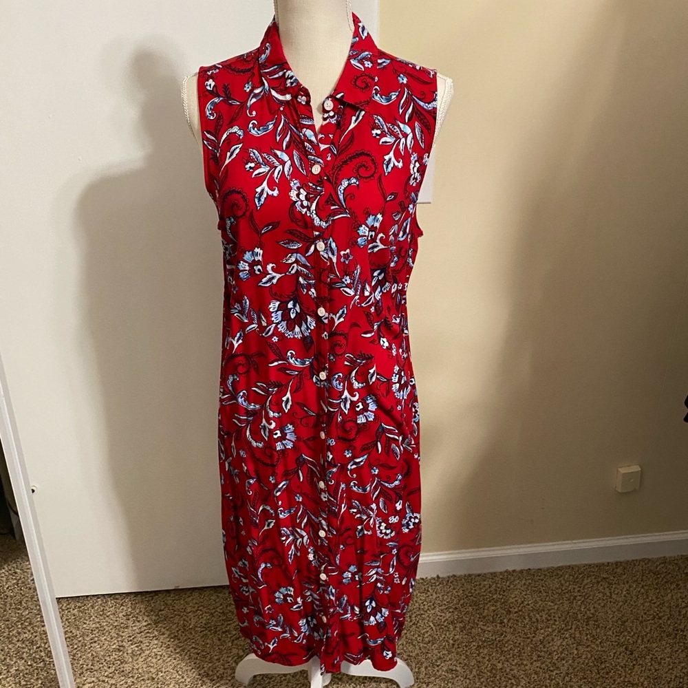 Bright and happy red, blue and white dress